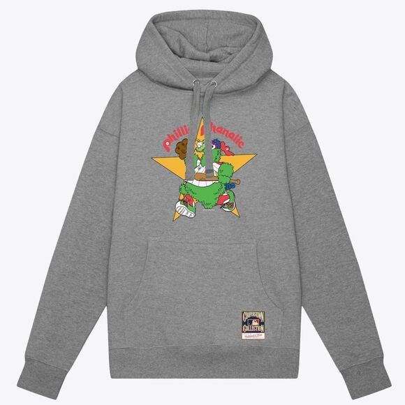 Mitchell & Ness Phillie Phanatic Cooperstown Collection Gray Hoodie. Small. - Picture 1 of 11